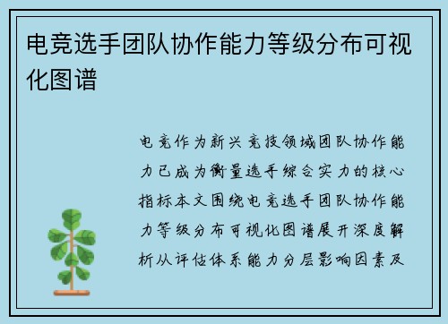 电竞选手团队协作能力等级分布可视化图谱